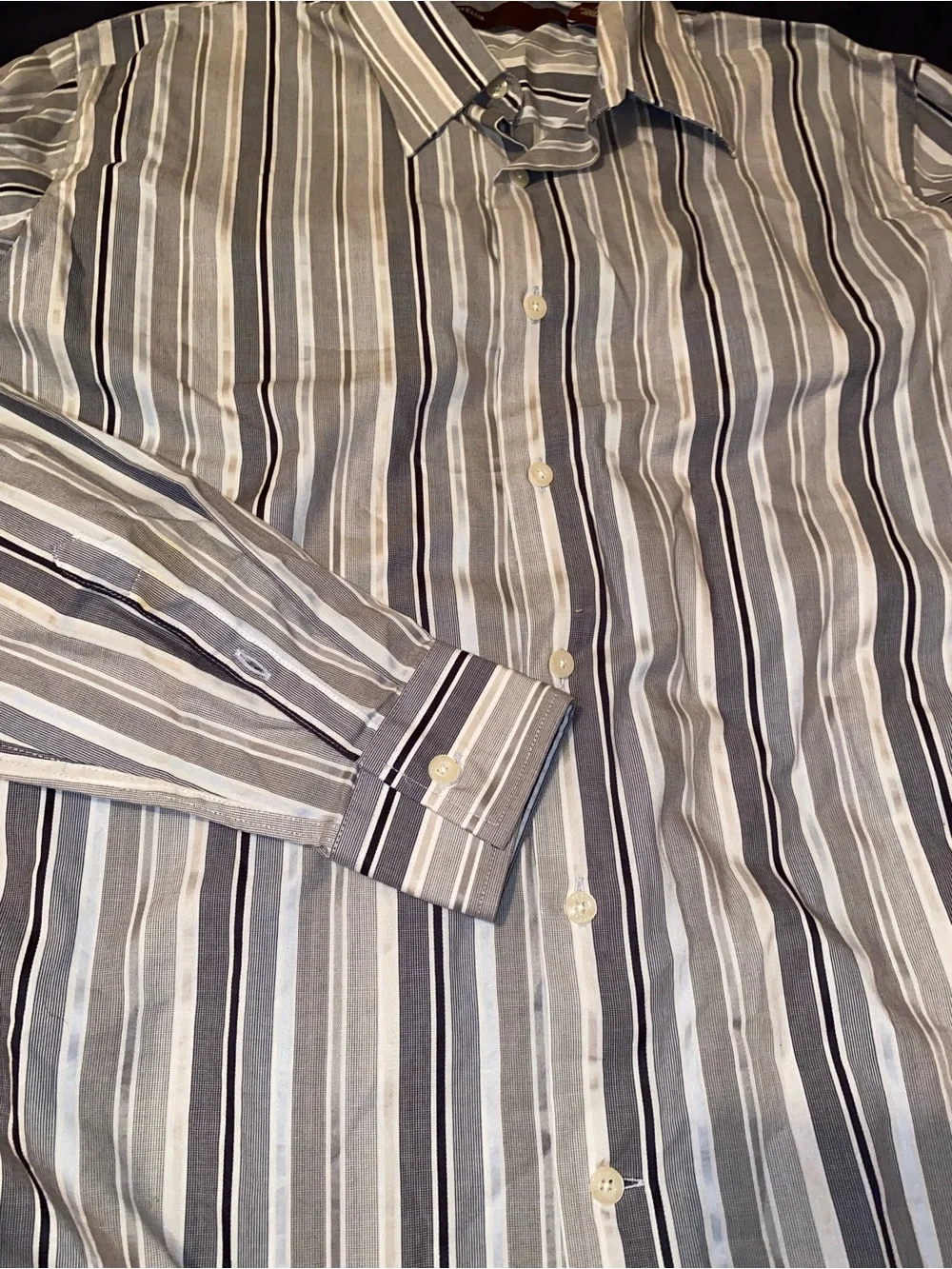 Perry Ellis Striped Panel in Light Gray and Steel Blue